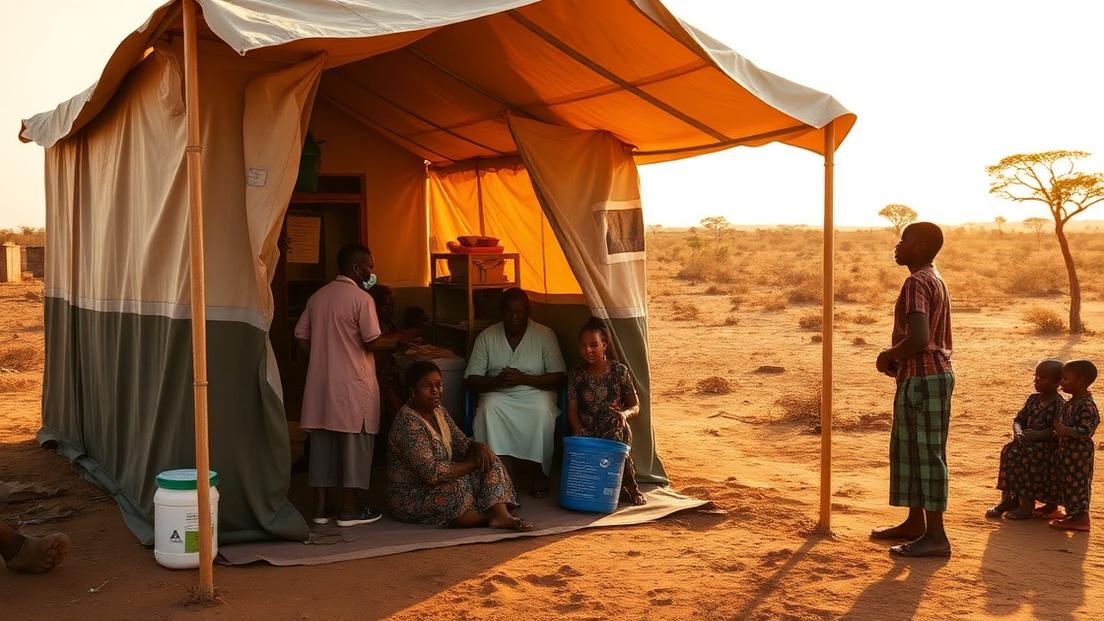 An OMA-SSD mobile medical clinic set up in a remote village