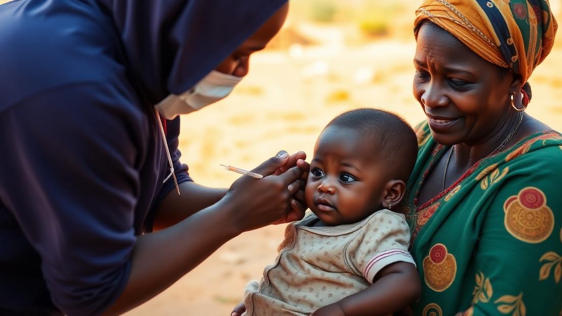 A health worker vaccinating a child during a campaign